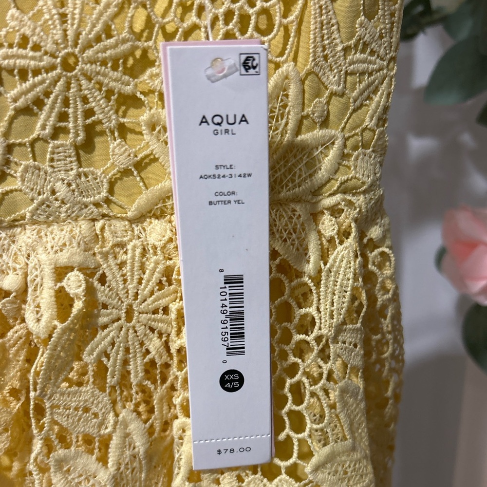 Aqua Girl Yellow Lace Dress Girls 4/5 XXS NWT - Picture 3 of 4